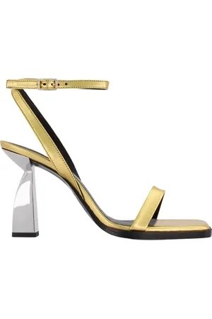 NODALETO Skor, Dam, 39 EU, Läder, Gyllene Metalliska Klack Sandaler Angel E