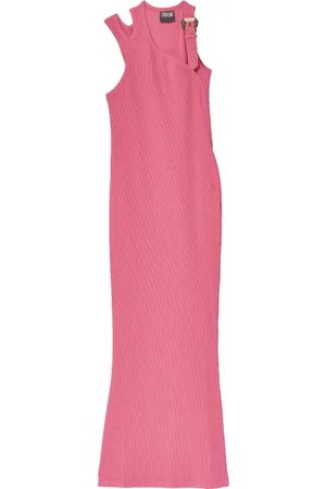 VERSACE Klänning, Dam, M, Bomull, Rosa Ribbad Lång Klänning