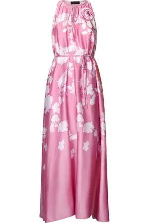 Liu Jo Klänning, Dam, 2Xs, Blommig Satin Midi Klänning med Blomdetalj