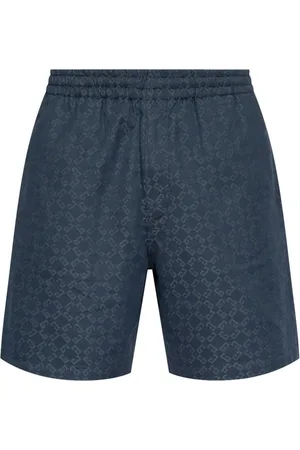 Givenchy Shorts, Herr, W31, Bomull, Blå Monogram Texturerade Shorts Elastisk Midja