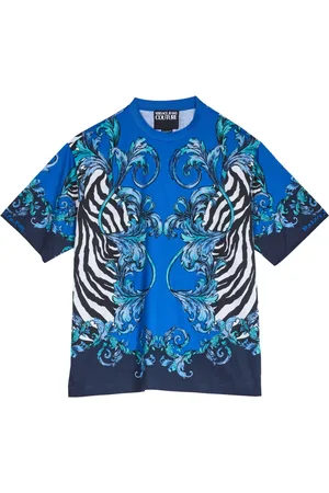 VERSACE Topp, Herr, M, Bomull, Zebra Barocco Kortärmad Bomull T-shirt