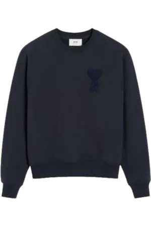 Ami Sweatshirts & Hoodies, Herr, M, Minimalistisk Rund Hals Sweatshirt