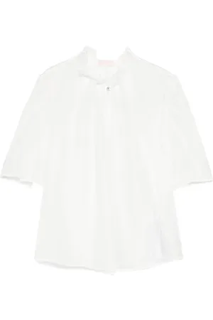 Liu Jo Blusar & Skjortor , Dam, L, Linne, Vit Lyocell Blus med Koreansk Krage
