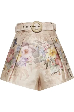 ZIMMERMANN Shorts, Dam, L, Bomull, Tropiskt Tryck Höga Midjeshorts