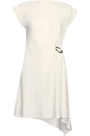 Liu Jo Klänning, Dam, S, Polyester, Vit draperad kort klänning