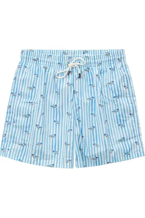 CANALI Badkläder, Herr, S, Polyester, Randig Boxershorts med Båttryck