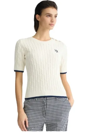 Liu Jo Stickade tröjor & koftor, Dam, L, Bomull, T-shirt i vriden stickning med eleganta detaljer
