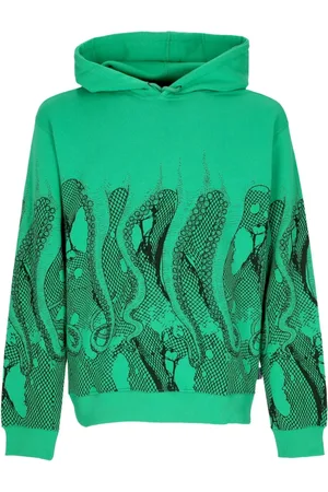 Octopus Sweatshirts & Hoodies, Herr, XS, Bomull, Grön Fishnet Hoodie Lättvikts Sweatshirt