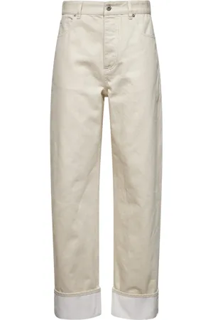Bottega Veneta Jeans, Dam, S, Bomull, Sten Tvättad Beige Jeans med Intrecciato
