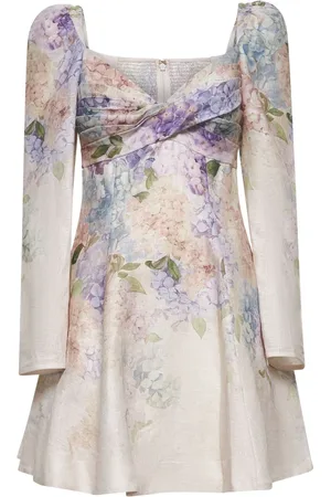 ZIMMERMANN Klänning, Dam, L, Linne, Hydrangea Print Utställd Klänning