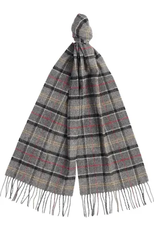 Barbour Accessoarer, Herr, ONE Size, Mönstrad ullscarf med fransade kanter