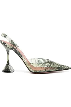 Amina Muaddi Skor, Dam, 36 EU, Läder, Genomskinliga Orm-effekt Pumps