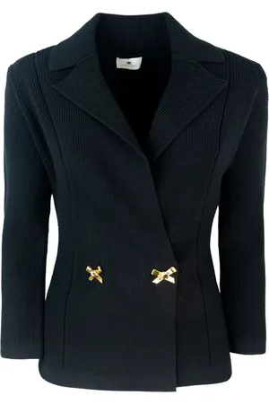 Elisabetta Franchi Stickade tröjor & koftor, Dam, S, Polyester, Metall Detalj Knappad Sweatshirt