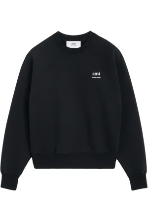 Ami Sweatshirts & Hoodies, Dam, M, Bomull, Casual Svart Bomulls Sweatshirt