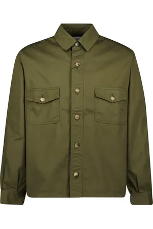Saint Laurent Jacka, Herr, L, Bomull, Bomullsöverskjorta i khakigrön