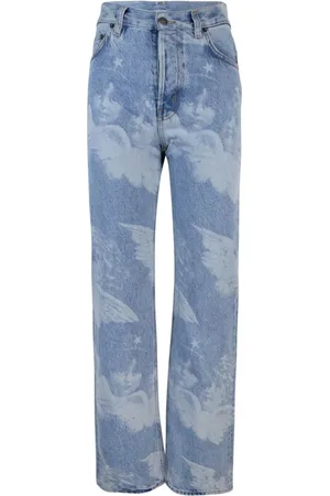 Fiorucci Jeans, Dam, W26, Bomull, Högmidjade knappstängda blå jeans