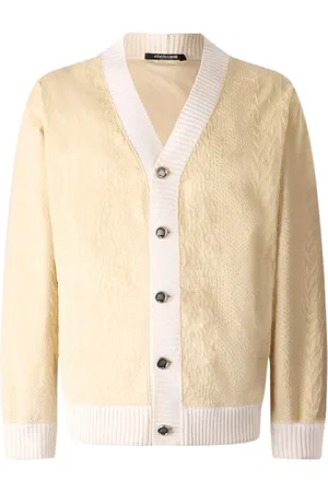 Roberto Cavalli Stickade tröjor & koftor, Herr, M, Bomull, Python Print Cardigan Sweatshirt