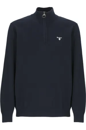 Barbour Stickade tröjor & koftor, Herr, XL, Bomull, Blå Bomullströja med Dragkedja