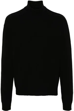 Rick Owens Stickade tröjor & koftor, Herr, 2Xl, Kashmir, Svart Stickad Crew Neck Tröja