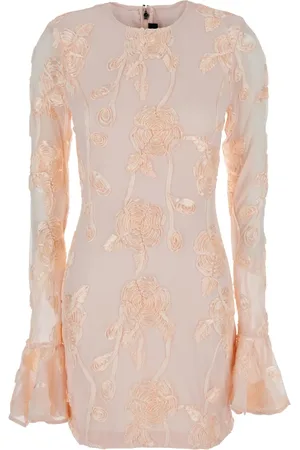 ROTATE Klänning, Dam, S, Polyester, Rosa Blomma Mesh Mini Klänning