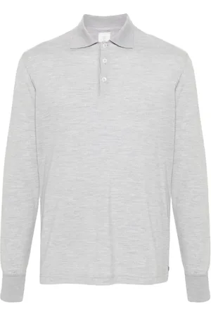 ELEVENTY Topp, Herr, 3Xl, Casual Långärmad Polo Shirt i Grå