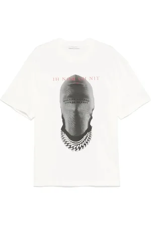 Ih Nom Uh Nit Topp, Herr, M, Bomull, Vit Floral Mask Crew Neck T-shirt