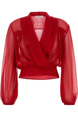 Serafini Blusar & Skjortor , Dam, XS, Röd Georgette Blus Topp