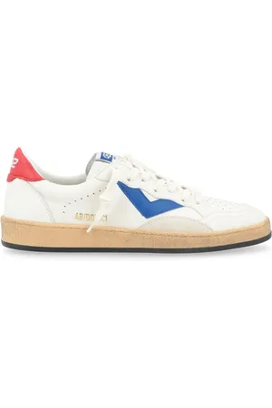 4b12 Skor, Herr, 43 EU, Läder, Vit Röd Blå Läder Sneaker