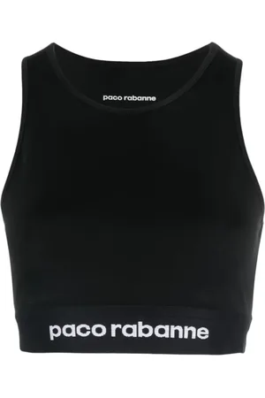 Paco rabanne Topp, Dam, L, Nylon, Svart Casual Dam Crop Top