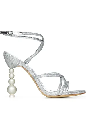 SOPHIA WEBSTER Skor, Dam, 38 EU, Läder, Silver Korsade Remmar Högklackade Sandaler