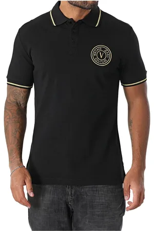 VERSACE Topp, Herr, L, Bomull, Svart kortärmad polotröja