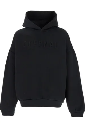 FEAR OF GOD Sweatshirts & Hoodies, Herr, M, Bomull, Svart Logo Patch Hoodie Bomullsblandning