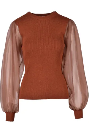 ULLA JOHNSON Stickade tröjor & koftor, Dam, S, Bomull, Puff Sleeve Stickad Tröja