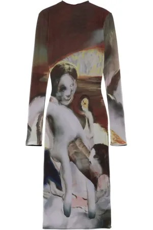 MUGLER Klänning, Dam, M, Sunset Sees Mesh Robe Dress