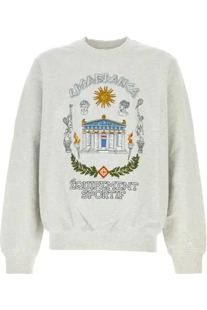 Casablanca Sweatshirts & Hoodies, Herr, S, Bomull, Melerad Grå Bomullssweatshirt