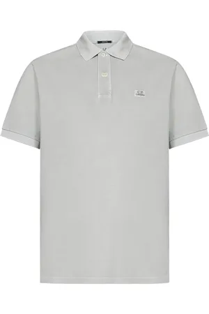 C.P. Company Topp, Herr, M, Bomull, Grå Polo Tröja med Logotyp Patch