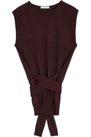 LEMAIRE Stickade tröjor & koftor, Dam, L, Mörk plommonfärgad ärmlös jumper