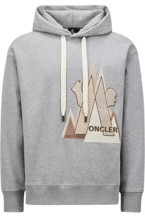 Moncler Sweatshirts & Hoodies, Herr, S, Bomull, Grå Bomull Huvtröja