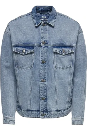 Only & Sons Jacka, Herr, XL, Denim, Ljus Blekt Denimjacka