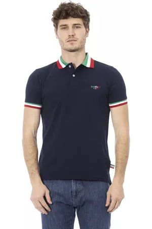BALDININI Topp, Herr, 4Xl, Bomull, Blå Bomull Herr Polo Skjorta