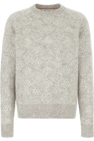 Brunello Cucinelli Stickade tröjor & koftor, Herr, M, Bomull, Lyxig Crew Neck Sweater