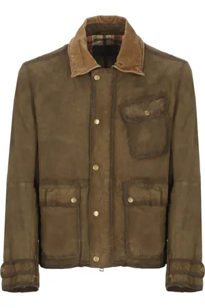 THE JACK LEATHERS Jacka, Herr, XL, Läder, Grön läderjacka med ribbad krage