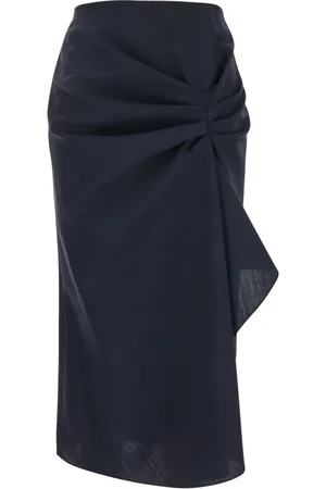 Alexander McQueen Kjol, Dam, M, Blå Asymmetrisk Ull Mohair Kjol