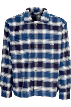 Obey Skjorta, Herr, L, Bomull, Navy/Multi Vävd Skjorta med Fickor