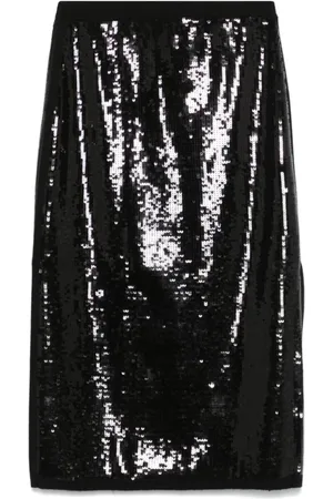Twin-Set Kjol, Dam, XS, Elegant Svart Midi Kjol