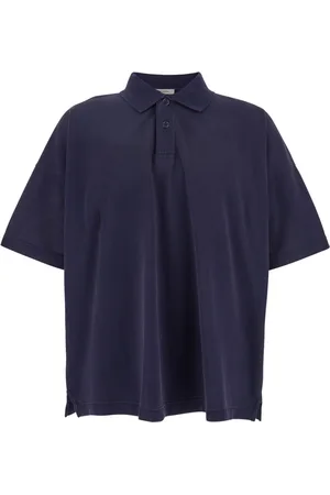 J.W.Anderson Topp, Herr, L, Bomull, Blå Oversize Polo Shirt med Logo