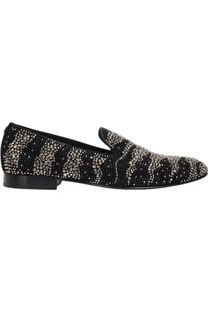 Roberto Cavalli Skor, Herr, 46 EU, Rhinestone Animal-Print Loafers