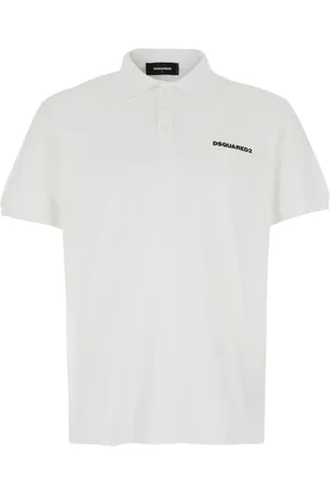 Dsquared2 Topp, Herr, M, Bomull, Vit Polo Skjorta Logotyp Bokstäver