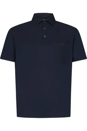 HERNO Topp, Herr, M, Nylon, Blå Polo T-shirt med Nylon Detaljer