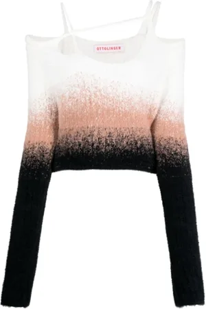 OTTOLINGER Topp, Dam, M, Off Shoulder Långärmad i Svart/Vit/Rosa